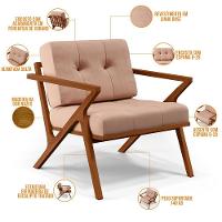 Kit 02 Poltronas Com Cintas De Corano Laís B04 Linho Rosê - 7