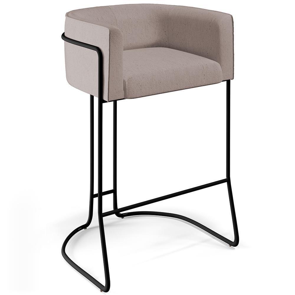 Kit 04 Banquetas Fixa Preto Linho Bege C-107 - 7