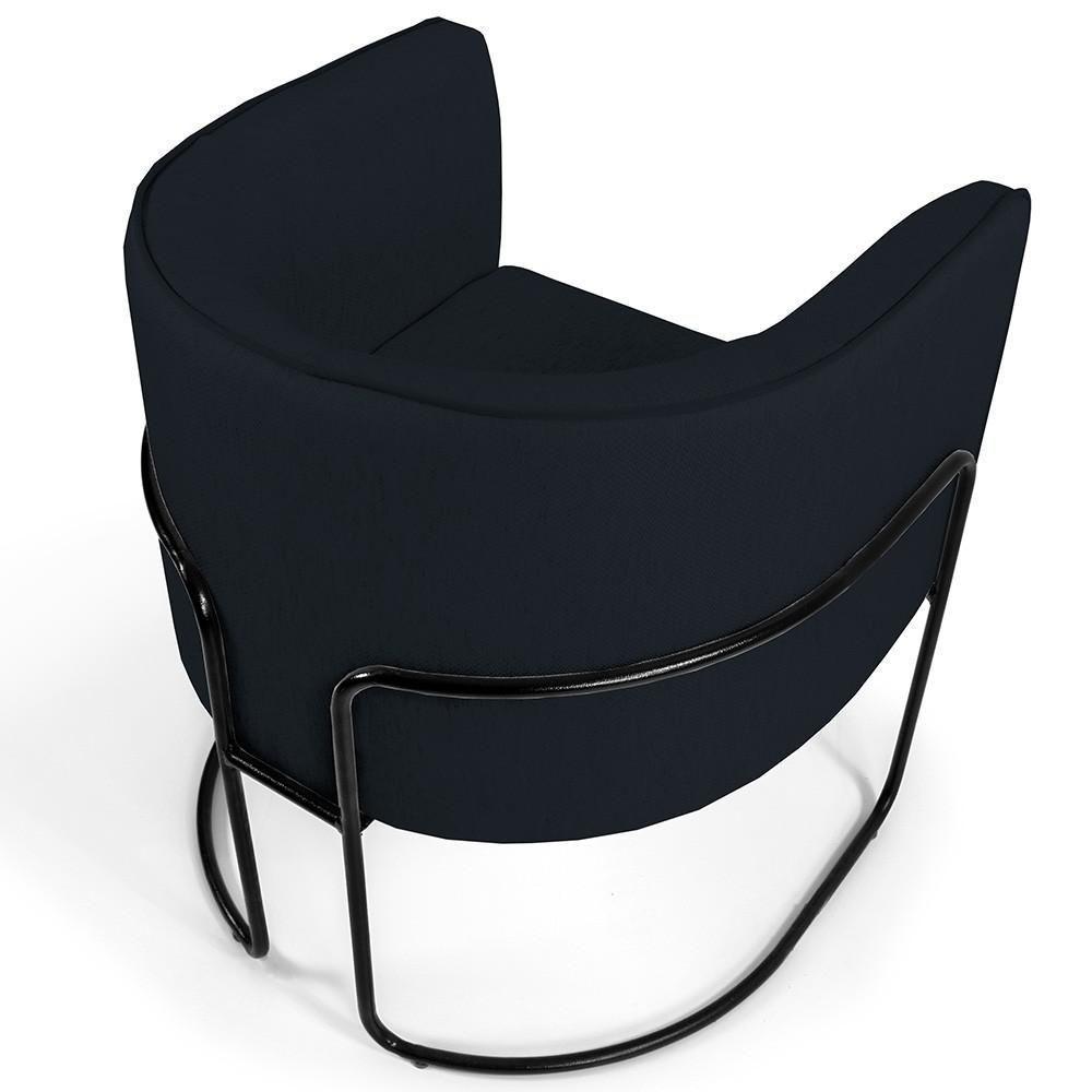 Poltrona Fixa Base De Aço Preto Betina D02 Corano Preto C-05 - 2