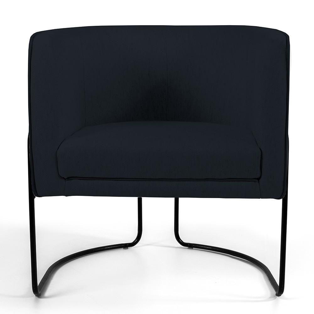 Poltrona Fixa Base De Aço Preto Betina D02 Corano Preto C-05 - 5