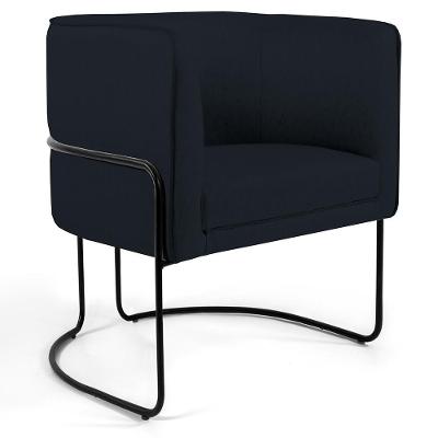 Poltrona Fixa Base De Aço Preto Betina D02 Corano Preto C-05