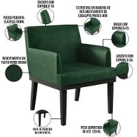 Kit 02 Poltronas Base Preto Beatriz W01 Facto Verde Musgo - 15