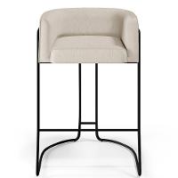 Banqueta Fixa Base De Aço Preto Betina D02 Linho Cru C-443 - 6