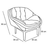 Kit 2 Poltronas Veludo Base Madeira Castanho Azul Marinho - 3