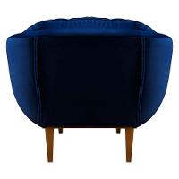 Kit 2 Poltronas Veludo Base Madeira Castanho Azul Marinho