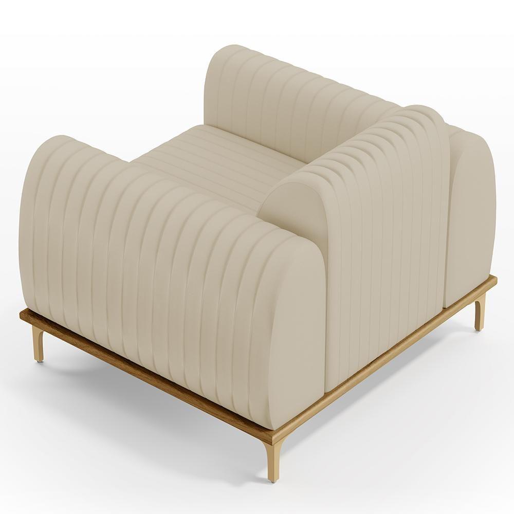 Kit 02 Poltronas Com Pés D'Ouro Molino D02 Corano Bege C-26 - 2