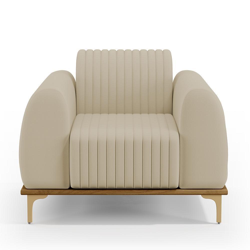 Kit 02 Poltronas Com Pés D'Ouro Molino D02 Corano Bege C-26 - 4