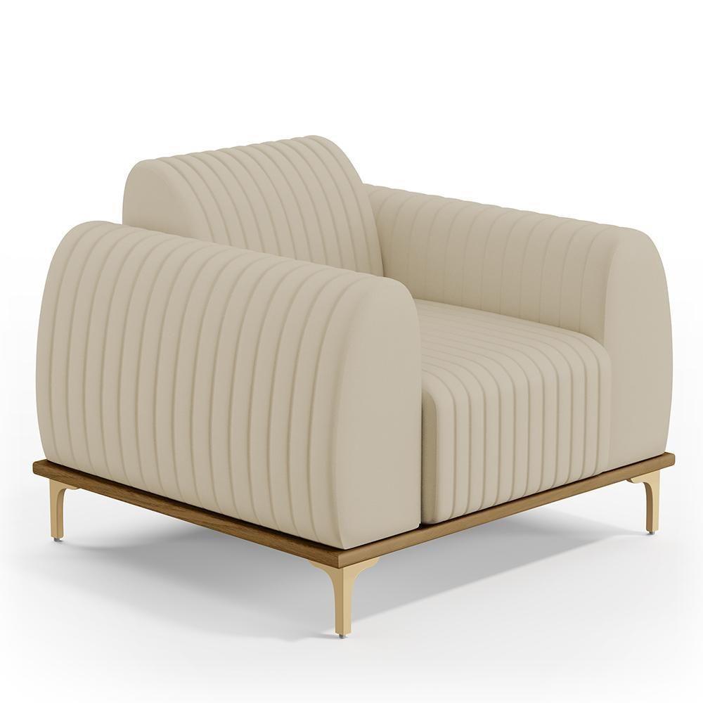 Kit 02 Poltronas Com Pés D'Ouro Molino D02 Corano Bege C-26 - 7