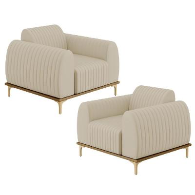 Kit 2 Poltronas Decorativas Molino D02 Corano Bege C-26 Lyam Decor
