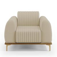 Kit 02 Poltronas Com Pés D'Ouro Molino D02 Corano Bege C-26