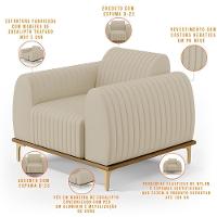 Kit 02 Poltronas Com Pés D'Ouro Molino D02 Corano Bege C-26 - 6
