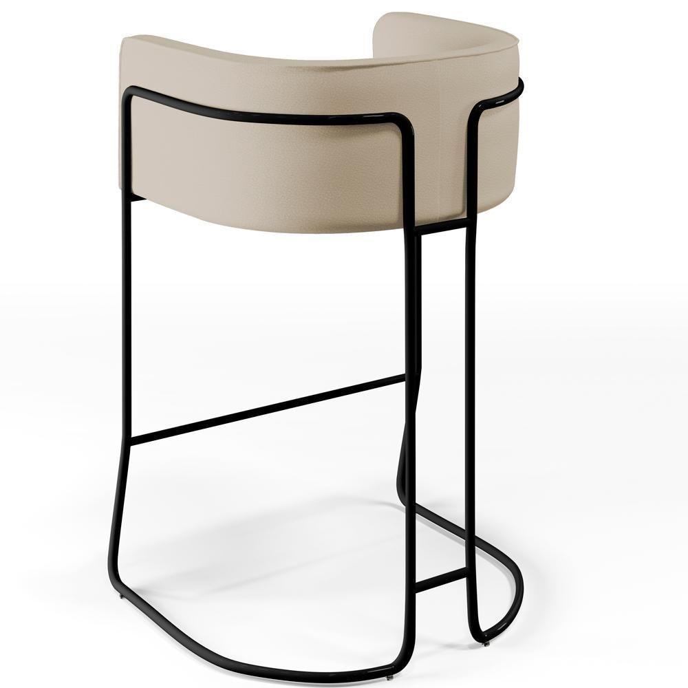 Banqueta Fixa Base De Aço Preto Betina D02 Corano Bege C-26 - 2