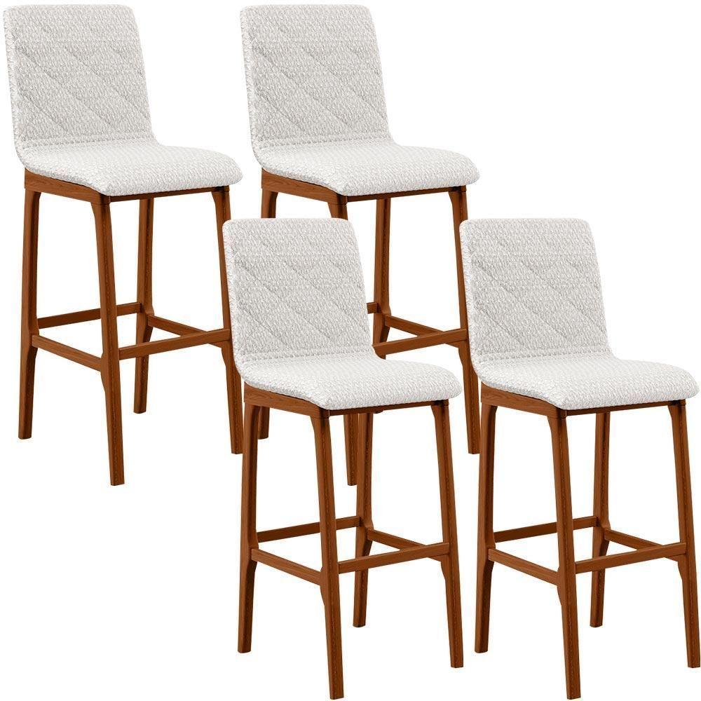 Kit 04 Banquetas Altas Cozinha Zoe B04 Bouclê Cru - 1