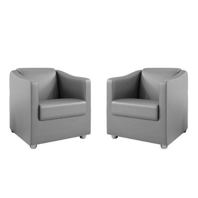 Kit 2 Poltronas Decorativa Ana Corano Pés Cromado Cor Cinza