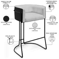 Kit 02 Banquetas Preto Betina D02 Cinza D-315 Preto B-97 - 6