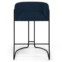 Kit 04 Banquetas Fixa Preto Veludo Azul Oxford C-304