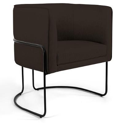 Poltrona Fixa Betina D02 C-34 Corano Marrom Estrutura Aço Preto Lyam Decor