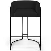 Kit 04 Banquetas Fixa Preto Veludo Preto C-300