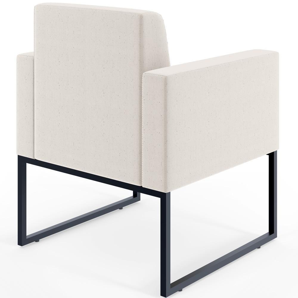 Kit 02 Poltronas E Recepção Base Fixa De Metal Linho Cru - 3