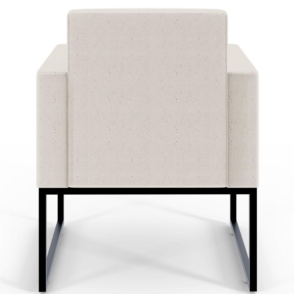 Kit 02 Poltronas E Recepção Base Fixa De Metal Linho Cru - 4