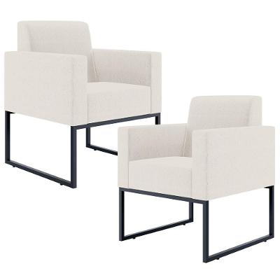 Kit 2 Poltronas Decorativas Helô L02 Linho Bege Lyam Decor