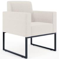 Kit 02 Poltronas E Recepção Base Fixa De Metal Linho Cru - 9