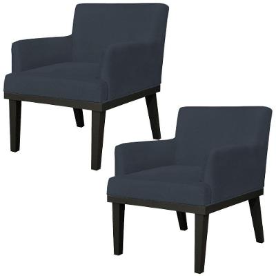 Kit 2 Poltronas Beatriz W01 Decorativas Suede Preto Lyam Decor