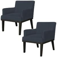 Kit 02 Poltronas Beatriz W01 Suede Preto - 1