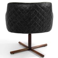 Kit 02 Poltronas Giratória Base X Linho Bege Corano Preto - 5