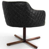 Kit 02 Poltronas Giratória Base X Linho Bege Corano Preto - 7