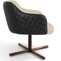 Kit 02 Poltronas Giratória Base X Linho Bege Corano Preto - 9