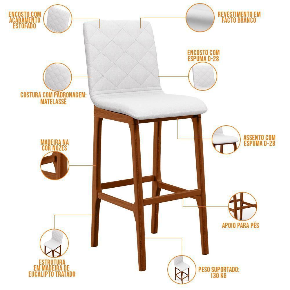 Banqueta Alta Cozinha De Jantar Fixa Zoe B04 Facto Branco - 6