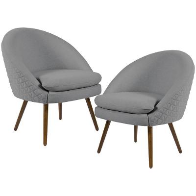 Kit 02 Poltronas Decorativas Rafa D02 Tressê Cinza Lyam Decor