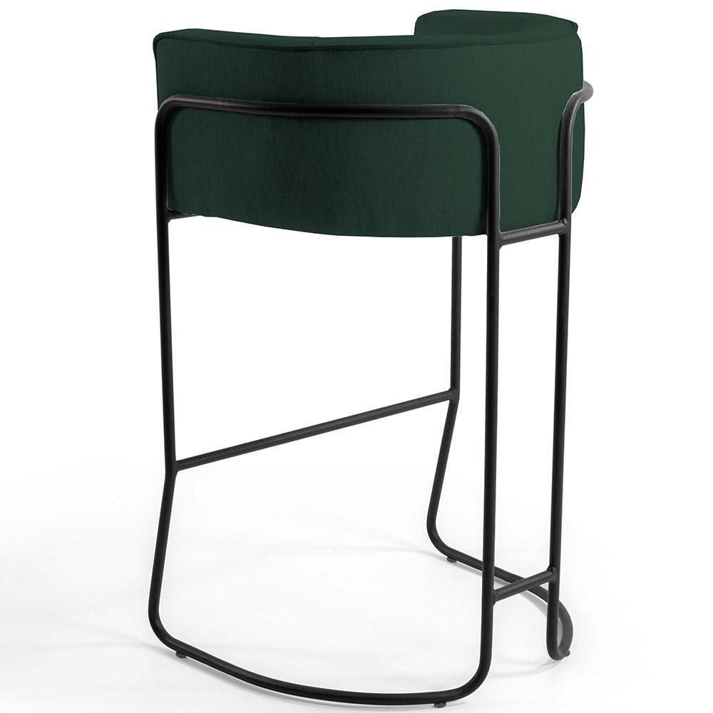 Kit 04 Banquetas Fixa Preto Linho Verde Musgo C-117 - 6