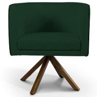 Kit 02 Poltronas Base Giratória Veludo Verde Musgo C-303 - 3