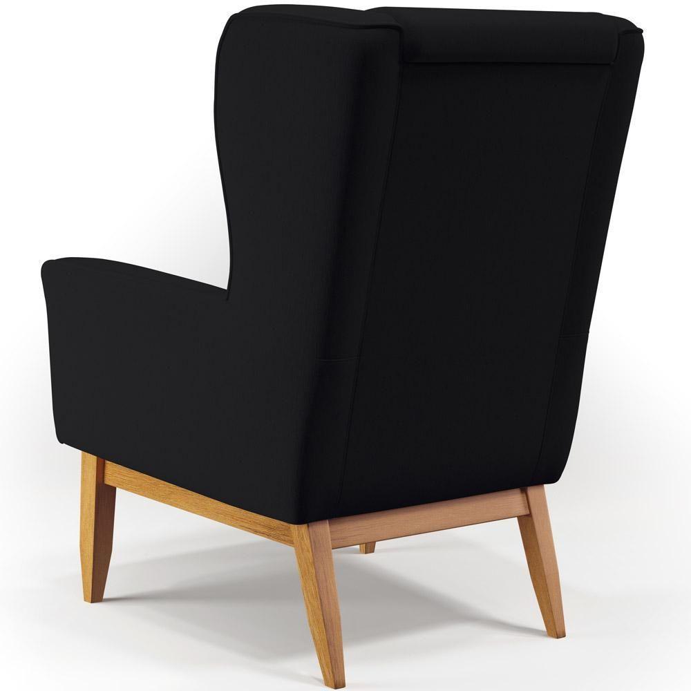 Poltrona Fixa Base De Madeira Milena D02 Veludo Preto C-300 - 2