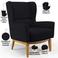 Poltrona Fixa Base De Madeira Milena D02 Veludo Preto C-300 - 5