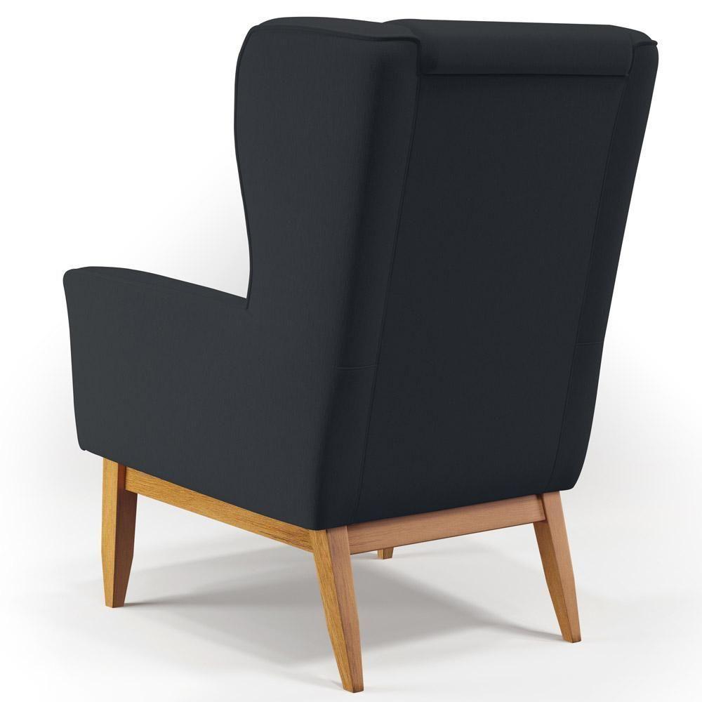 Poltrona Fixa Base De Madeira Milena D02 Linho Chumbo D-465 - 2
