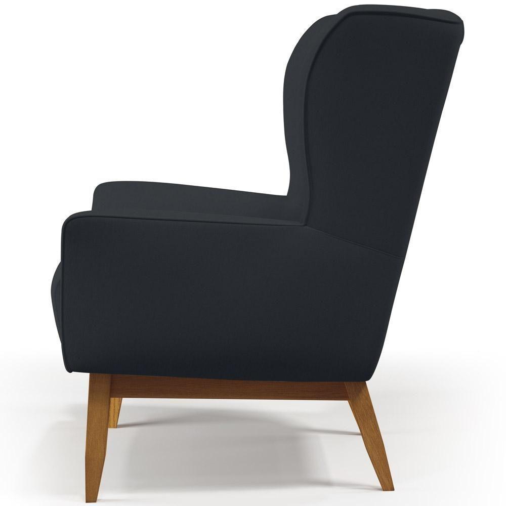 Poltrona Fixa Base De Madeira Milena D02 Linho Chumbo D-465 - 3