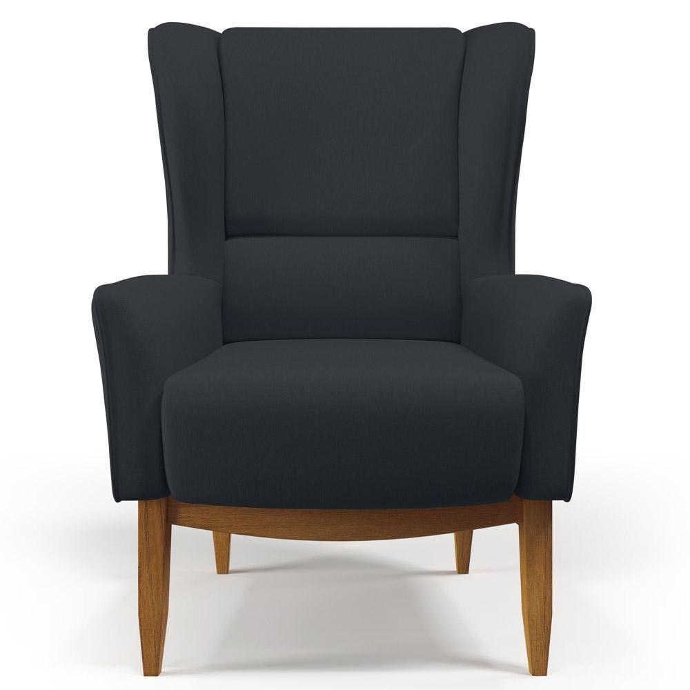 Poltrona Fixa Base De Madeira Milena D02 Linho Chumbo D-465 - 6