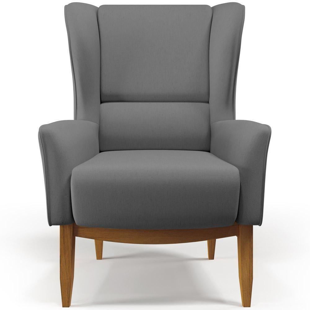 Poltrona Fixa Base De Madeira Milena D02 Veludo Cinza C-317 - 6