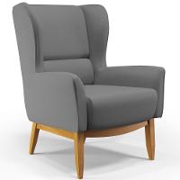 Poltrona Fixa Base De Madeira Milena D02 Veludo Cinza C-317 - 1