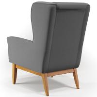 Poltrona Fixa Base De Madeira Milena D02 Veludo Cinza C-317 - 2