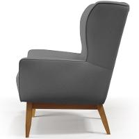 Poltrona Fixa Base De Madeira Milena D02 Veludo Cinza C-317 - 3