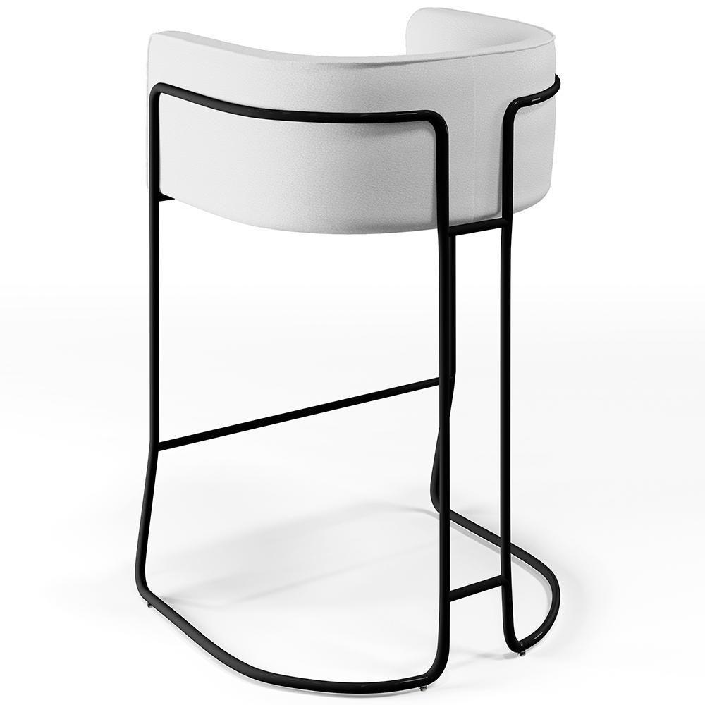 Banqueta Fixa Base De Aço Preto Betina D02 Branco C-12 - 2