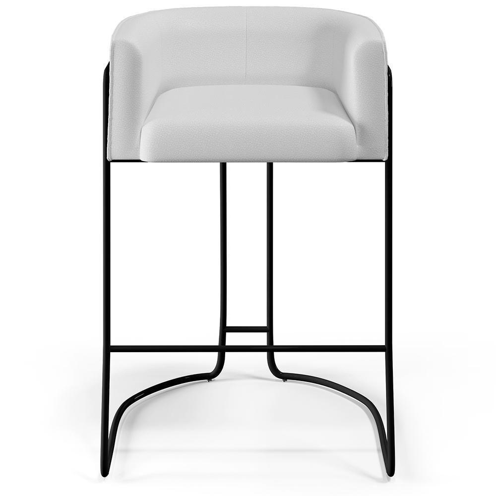 Banqueta Fixa Base De Aço Preto Betina D02 Branco C-12 - 6