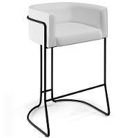 Banqueta Fixa Base De Aço Preto Betina D02 Branco C-12 - 1