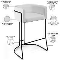 Banqueta Fixa Base De Aço Preto Betina D02 Branco C-12 - 5