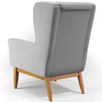 Poltrona Fixa Base De Madeira Milena D02 Linho Cinza D-315 - 3