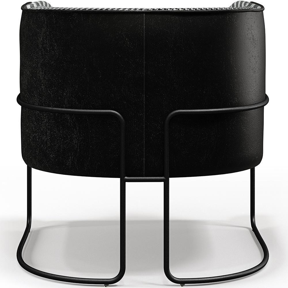 Poltrona Fixa Base Aço Preto Pied Poule Corano Preto - 2